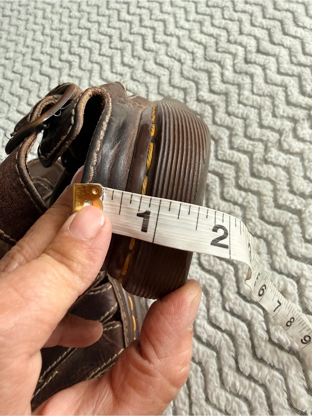 Dr. Martens Brown Leather Y2K Chunky Heels Made In England Fisherman Sandals 6